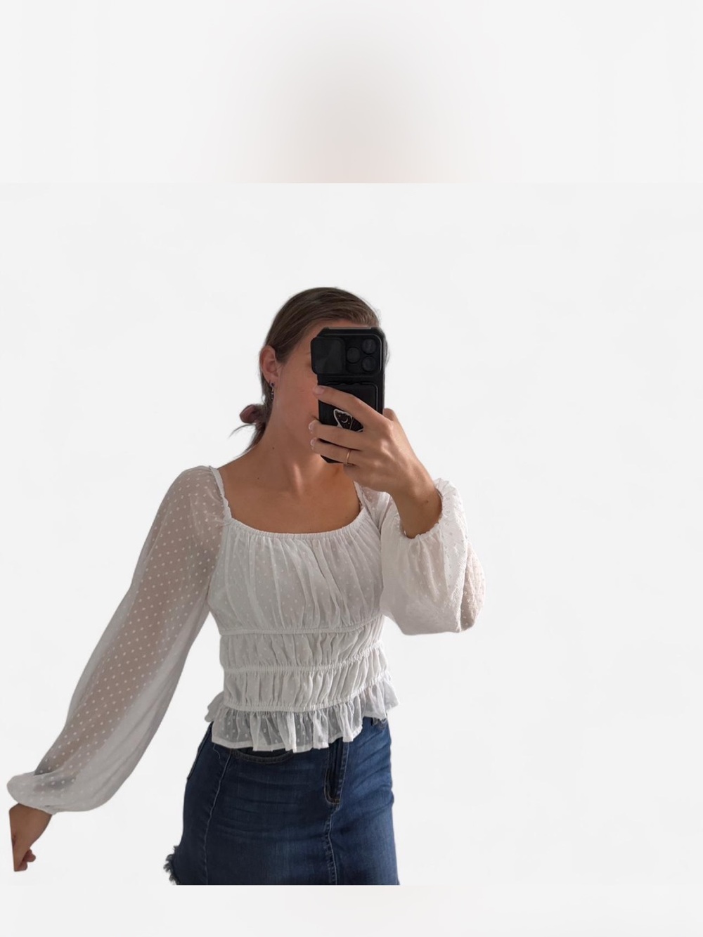 Hollister White Polkadot Blouse